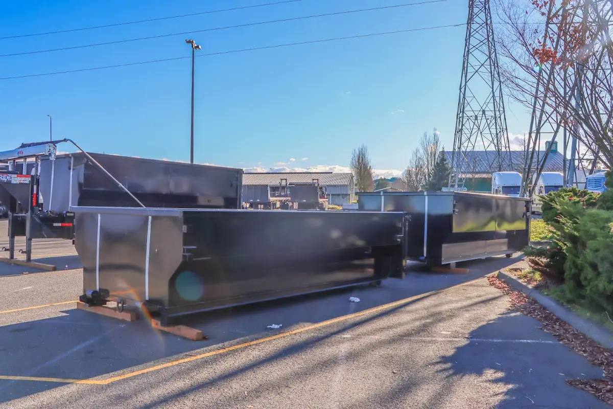 Roll-off dumpster ready for waste disposal at job site for Yard Waste Dumpster Rental in Huntingburg